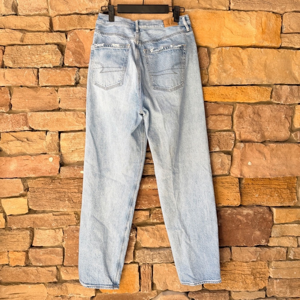 American Eagle Baggy Jean Womens 4 Light Wash High Rise Distressed Skater grunge - Picture 3 of 12